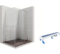 Душевой уголок 120x80 с трапом и распашной дверью Ambassador Diamond: правостороннее душевое ограждение 6 мм, профиль хром, ограждение для душа с покрытием EasyClean 12011107R-ST1