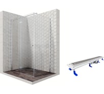 Душевой уголок 120x80 с трапом и распашной дверью Ambassador Diamond: левостороннее душевое ограждение 6 мм, профиль хром, ограждение для душа с покрытием EasyClean 12011107L-ST3