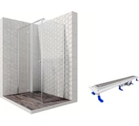 Душевой уголок 120x80 с трапом и распашной дверью Ambassador Diamond: левостороннее душевое ограждение 6 мм, профиль хром, ограждение для душа с покрытием EasyClean 12011104L-ST3