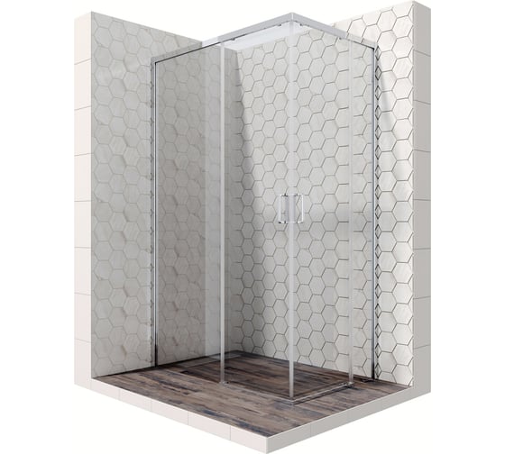 Душевой уголок 120x80 см с раздвижными дверями Ambassador Queen: левостороннее душевое ограждение 6 мм, профиль хром, стеклянное ограждение для душа с защитой от разводов EasyClean 11011106L 1