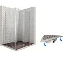 Душевой уголок 120x80 с трапом и распашной дверью Ambassador Diamond: правостороннее душевое ограждение 6 мм, профиль хром, ограждение для душа с покрытием EasyClean 12011107R-ST5