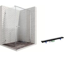 Душевой уголок 120x90 с трапом и распашной дверью Ambassador Abner: правостороннее душевое ограждение 6 мм, профиль хром, ограждение для душа с покрытием EasyClean 10011104R-PR2