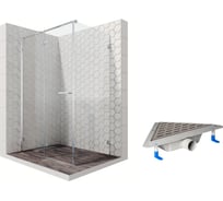 Душевой уголок 120x90 с трапом и распашной дверью Ambassador Abner: левостороннее душевое ограждение 6 мм, профиль хром, ограждение для душа с покрытием EasyClean 10011104L-ST8