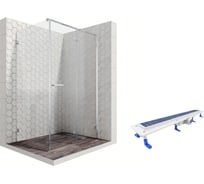 Душевой уголок 120x90 с трапом и распашной дверью Ambassador Abner: правостороннее душевое ограждение 6 мм, профиль хром, ограждение для душа с покрытием EasyClean 10011104R-ST4