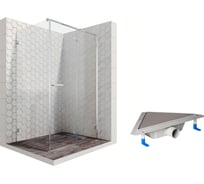 Душевой уголок 120x90 с трапом и распашной дверью Ambassador Abner: правостороннее душевое ограждение 6 мм, профиль хром, ограждение для душа с покрытием EasyClean 10011104R-ST7