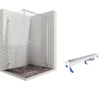 Душевой уголок 120x90 с трапом и распашной дверью Ambassador Abner: правостороннее душевое ограждение 6 мм, профиль хром, ограждение для душа с покрытием EasyClean 10011104R-ST2