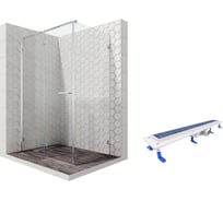 Душевой уголок 120x90 с трапом и распашной дверью Ambassador Abner: левостороннее душевое ограждение 6 мм, профиль хром, ограждение для душа с покрытием EasyClean 10011104L-ST1