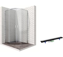 Душевой уголок 90x90 с трапом и раздвижными дверями Ambassador Queen: душевое ограждение 6 мм, профиль хром, ограждение для душа с покрытием EasyClean 11011101-PR2