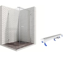 Душевой уголок 90x90 с трапом и распашной дверью Ambassador Abner: правостороннее душевое ограждение 8 мм, профиль хром, ограждение для душа с покрытием EasyClean 10011101R-ST6