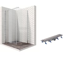 Душевой уголок 90x90 с трапом и распашной дверью Ambassador Nord: душевое ограждение 6 мм, профиль хром, ограждение для душа с покрытием EasyClean 13011103-ST8