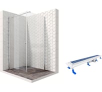 Душевой уголок 90x90 с трапом и распашной дверью Ambassador Nord: душевое ограждение 6 мм, профиль хром, ограждение для душа с покрытием EasyClean 13011103-ST9