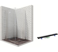 Душевой уголок 90x90 с трапом и распашными дверями Ambassador Diamond: душевое ограждение 6 мм, профиль хром, ограждение для душа с покрытием EasyClean 12011109-PR1