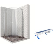 Душевой уголок 90x90 с трапом и распашными дверями Ambassador Diamond: душевое ограждение 6 мм, профиль хром, ограждение для душа с покрытием EasyClean 12011101-ST4