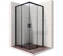 Душевой уголок 90x90 см с раздвижными дверями Ambassador Queen Black: душевое ограждение 6 мм, профиль черный, стеклянное ограждение для душа с защитой от разводов EasyClean. Германия 11011203