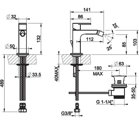 Смеситель для биде GESSI VIA MANZONI 38607-031 00000070654
