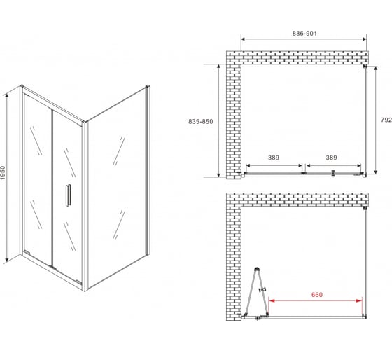 Душевой уголок ABBER Sonnenstrand AG07090B-S85B