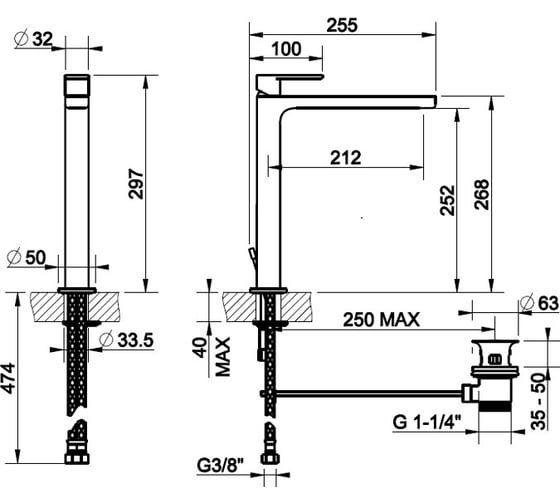 Смеситель для раковины GESSI VIA BAGUTTA 252 29903-031 00000070665