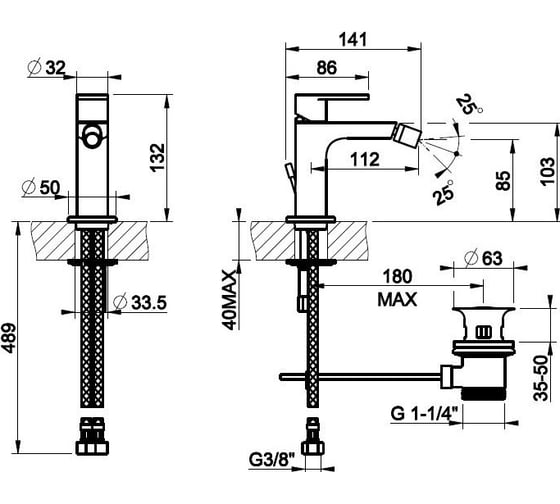 Смеситель для биде GESSI VIA MANZONI 38607-149 00000070655