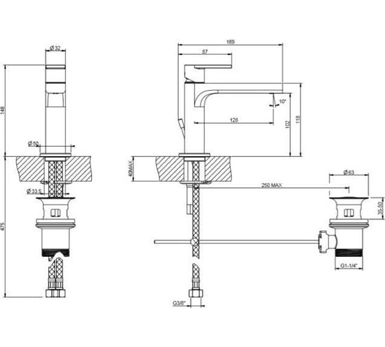Смеситель для раковины GESSI VIA MANZONI 102 38601-031 00000070627