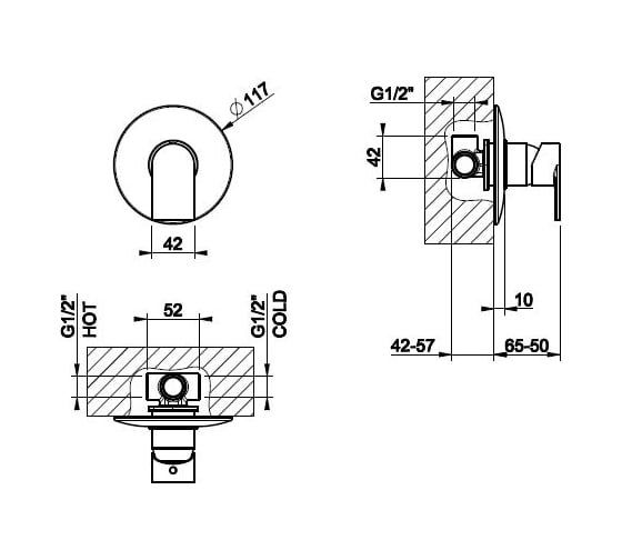 Смеситель для душа GESSI VIA MANZONI 38654-031 00000070652