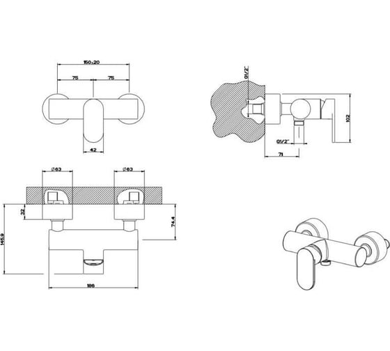 Смеситель для душа GESSI VIA BAGUTTA 35831-031 00000070674
