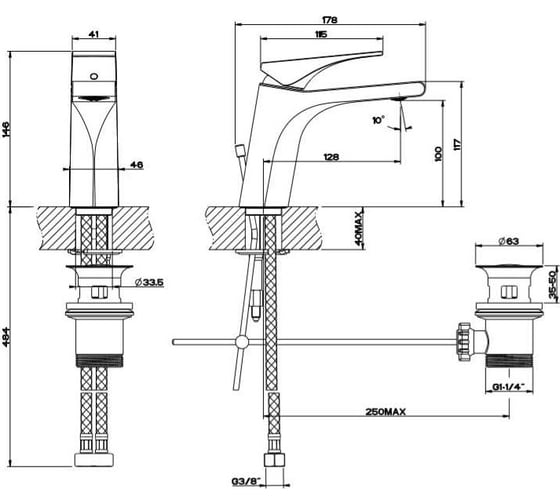 Смеситель для раковины GESSI VIA SOLFERINO 49001-031 100 00000070677