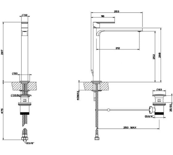 Смеситель для раковины GESSI VIA MANZONI 252 38603-031 00000070648