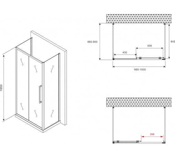 Душевой уголок ABBER Schwarzer Diamant AG30100MH-S90M-S90M