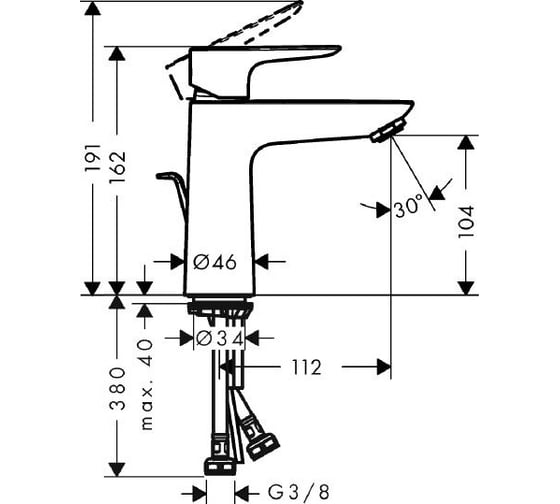 Смеситель для раковины HANSGROHE HG Talis E 110 71710700 00000070979