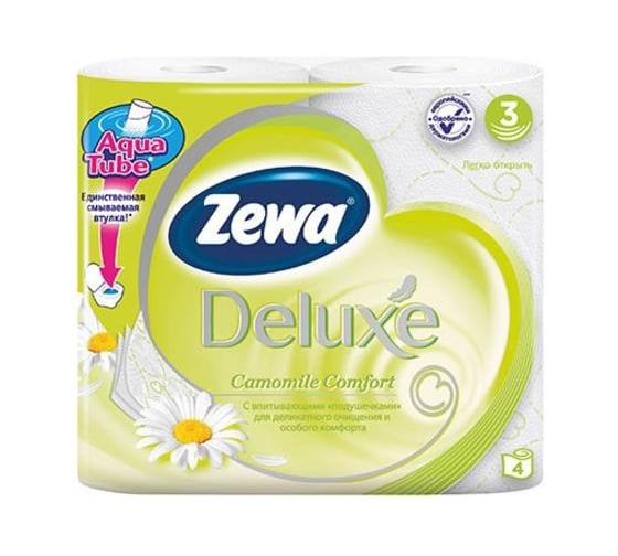 Туалетная бумага ZEWA DELUXE ЦВЕТЫ коллекция 3-х слойная, 4 шт 6325 1