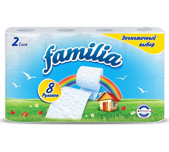 Туалетная бумага FAMILIA Экономичный выбор 2 слоя 8 рулонов 1015031350 1