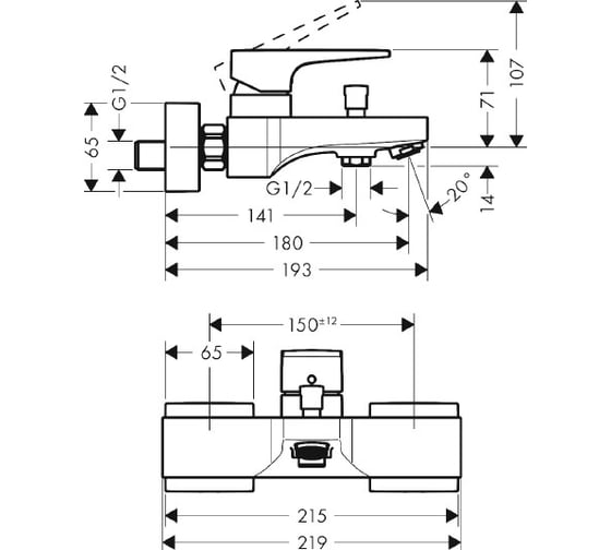 Смеситель для ванны HANSGROHE HG Metropol 32540140 00000071083