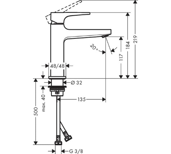 Смеситель для раковины HANSGROHE HG Metropol 110 32507700 00000071070