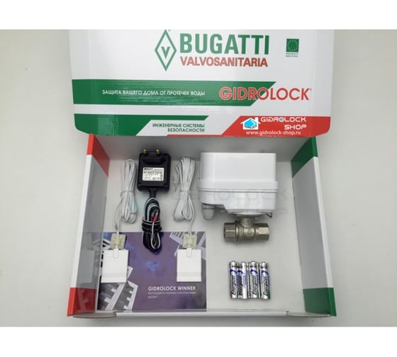 Система защиты от протечек воды Gidrolock Загородный дом 1 Winner+ Bugatti 1/2 063013