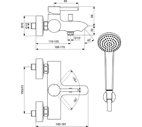 Смеситель  для ванны с душем Ideal Standard Ceraline BC270AA