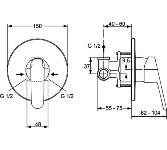 Гигиенический душ со смесителем Ideal Standard с внутренней частью B0040AA