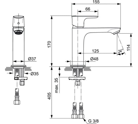 Смеситель для умывальника Ideal Standard CONNECT AIR одноручный A7015AA
