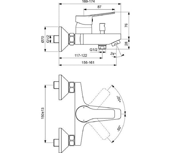 Смеситель для ванны Ideal Standard Entella BC236AA