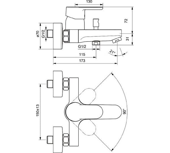 Смеситель для ванны Ideal Standard Ceraplan III B0718AA
