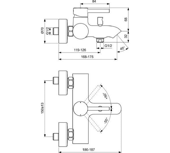 Смеситель для ванны Ideal Standard Ceraline BC199AA