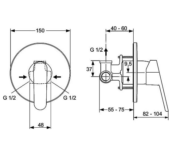 Смеситель Ideal Standard Ceraplan 2 с внутренней частью A5960AA