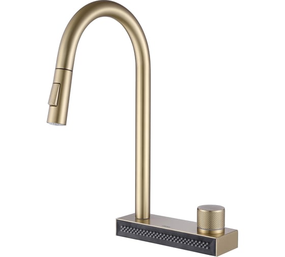 Смеситель для кухни ABBER Wasser Kreis с выдвижной лейкой, золото матовое AF8114G 1