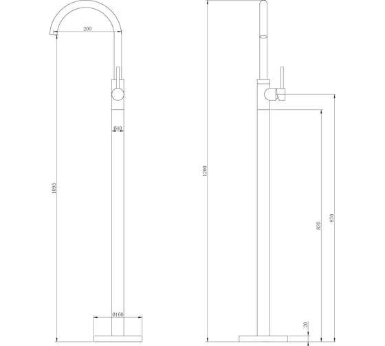 Напольный смеситель для раковины ABBER Wasser Kreis розовое золото AF8141RG