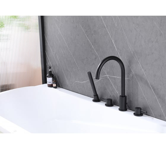 Смеситель на борт ванны ABBER Wasser Kreis черный матовый AF8113B