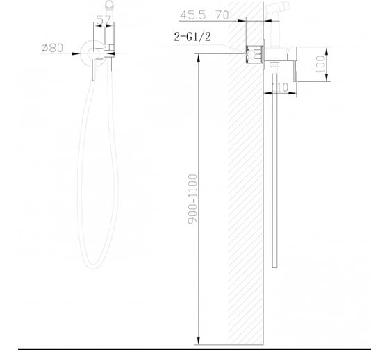 Смеситель с гигиеническим душем ABBER Wasser Kreis черный матовый AF8125B