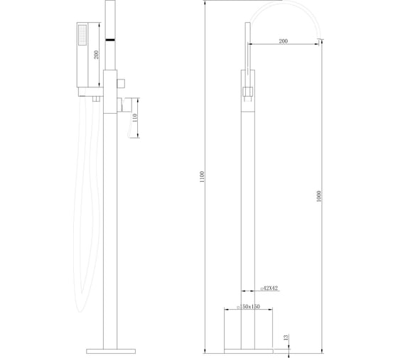 Напольный смеситель ABBER Wasserfall хром AF8615