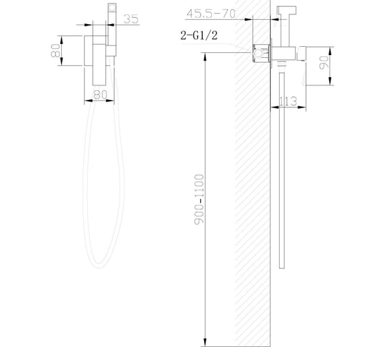 Смеситель с гигиеническим душем ABBER Wasserfall хром AF8625