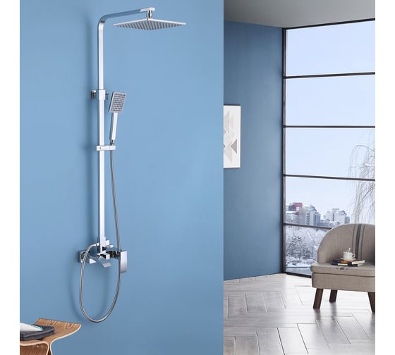 Душевая стойка ABBER Wasserfall с изливом, хром AF8616