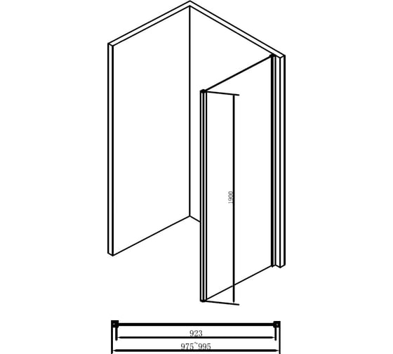 Душевая перегородка ABBER Schwarzer Diamant AG100BS