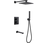 Душевая система скрытого монтажа ABBER Weiss Insel с изливом, термостат, черная матовая AF8050B